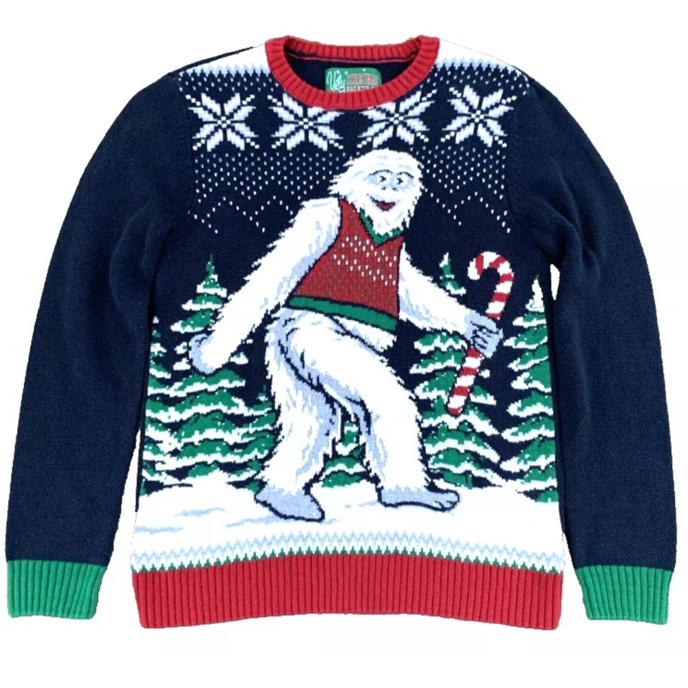 Ugly Christmas Sweater Abominable Snowman Yeti Unisex Small Winter Party Fall - Picture 2 of 11